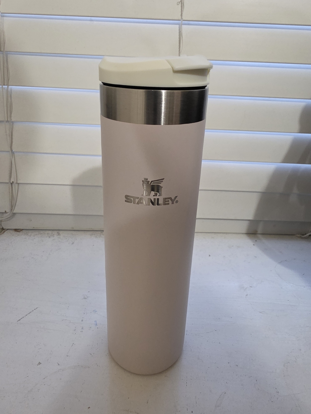 Stanley Blush Pink Travel Tumbler with Cream Lid